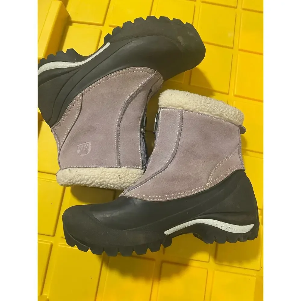 SOREL black and tan zip closure winter boots size 7.5 - Picture 2 of 7
